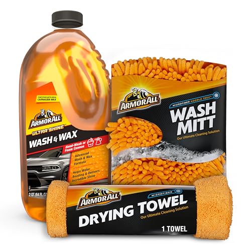Armor All Cleaning Kit, Car Wash Soap, Wash Mitt & Microfiber Towel