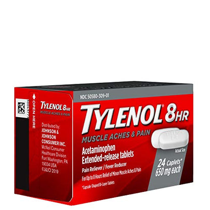 Tylenol 8 HR Muscle Aches & Pain, Pain Relief from Aches and Pain, 650 mg, 24 ct.