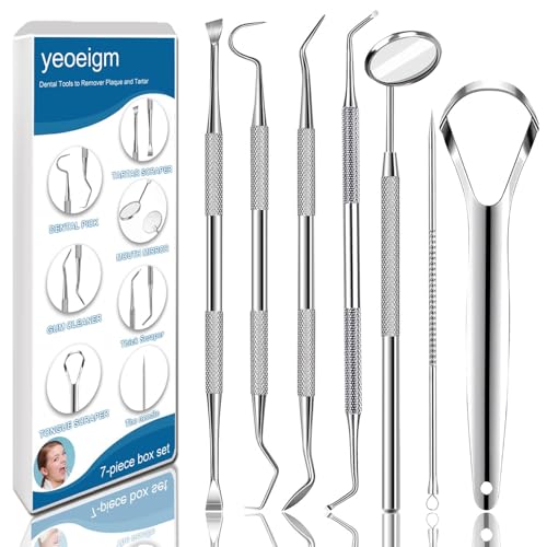 yeoeigm 7pcs Dental Tools, Dental Pick Teeth Cleaning Tools Hygiene Kit