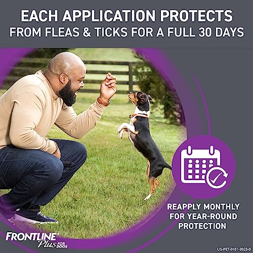 FRONTLINE Plus Flea and Tick Treatment for Large Dogs Up to 45 to 88 lbs., 3 Treatments