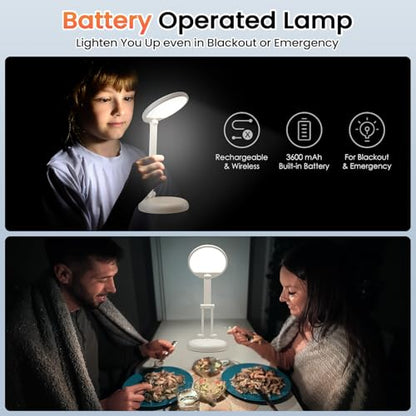 One Fire Desk Lamp for College Dorm Room,Dimmable Battery Powered Lights,3600mAh Rechargeable Wireless&Cordless Table Lamp,Small Mini Lamp&Portable Light for Dorm,Bed,Reading,Craft,Home,Office,Nail