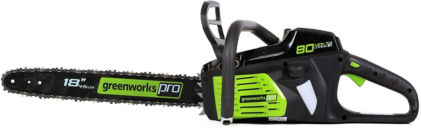 Greenworks 80V 18" Brushless Cordless Chainsaw (Great for Tree Felling, Limbing, Pruning, and Firewood) / 75+ Compatible Tools), Tool Only - Battery & Charger Not Included