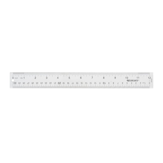 Westcott 10562 Acrylic Clear Ruler, 12 in