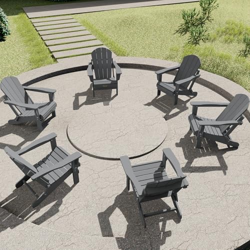 SERWALL Adirondack Chair for Patio Garden Outdoors Fire Pit- (Folding Gray)
