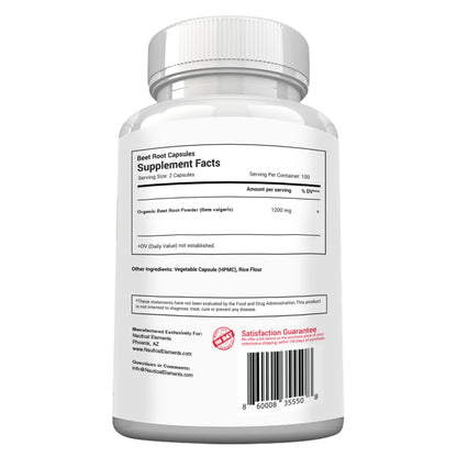 Beet Root Capsules - 1200mg Per Serving - 200 Beet Root Powder Capsules - Beetroot Powder Supports Blood Pressure, Athletic Performance, Digestive, Immune System (Pure, Non-GMO & Gluten Free