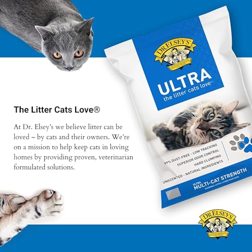 Dr. Elsey’s Premium Clumping Cat Litter - Ultra - 99.9% Dust-Free, Low Tracking, Hard Clumping, Superior Odor Control, Unscented & Natural Ingredients