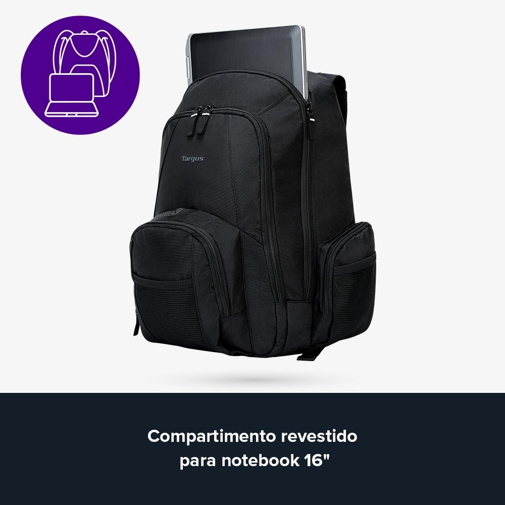Targus 16 Inch Groove Laptop Backpack, Black - Fits Most Laptops up to 16", Water Resistant Travel Backpack for Business Commuters and Travel (CVR600)