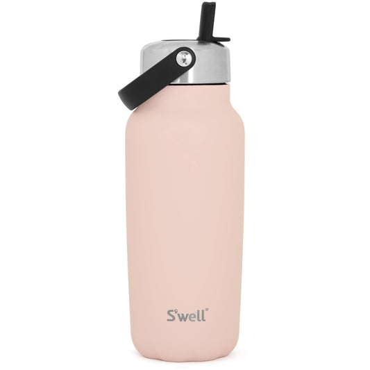 S'well Recycled Stainless Steel Explorer with Flip Straw Lid, 32oz, Himalayan Salt, Triple Layered Vacuum Insulated Containers Keeps Drinks Cold for 42 Hours and Hot for 10