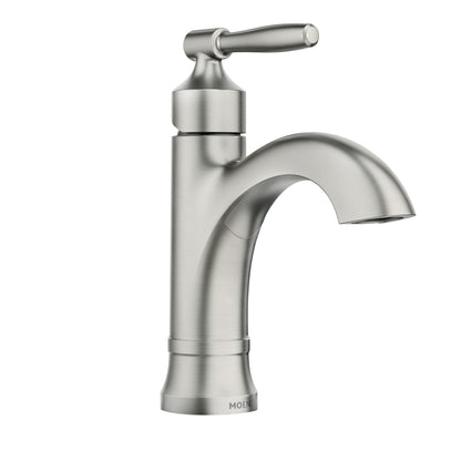 Moen Halle Spot Resist Brushed Nickel One-Handle Single Hole Bathroom Sink Faucet with Optional Deckplate, 84970SRN