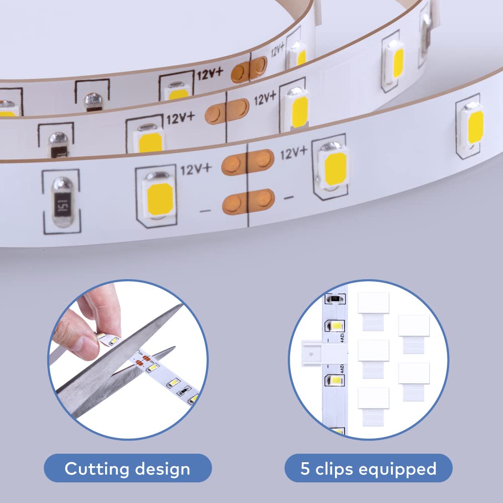 Govee White LED Strip Lights, Upgraded 16.4ft Dimmable LED Light Strip 6500K Bright Daylight White, Strong Adhesive, 300 LEDs Flexible Tape Lights for Mirror, Kitchen Cabinet, Bedroom, Christmas Decor