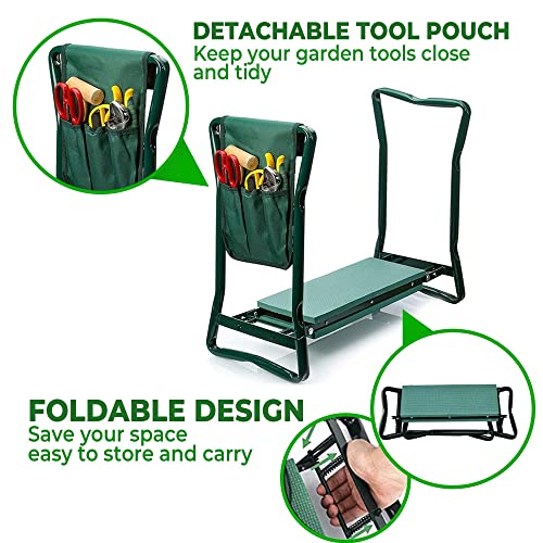 H> Garden Kneeler and Seat, Foldable Garden Stool Heavy Duty Gardening Bench for Kneeling and Sitting to Prevent Knee & Back Pain, Great Gardening Gifts for Women, Grandparents, Seniors, Mom & Dad