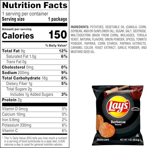 Lay's Barbecue Flavored Potato Chips, 40 Count
