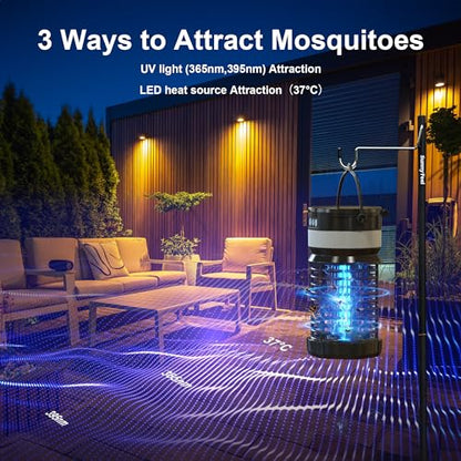 Solar Bug Zapper Outdoor,Cordless Rechargeable Mosquito Zapper, 4200V High Power,Waterproof,Electric Fly Zapper Zapper for Outdoor Home Garden Patio Backyard (1, Black)