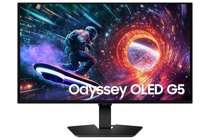 Samsung 27” Odyssey OLED G5 (G50SF) QHD & QD-OLED Gaming Monitor, 180Hz Refresh Rate, 0.03ms (GtG) Response Time, NVIDIA G-Sync Compatible, AMD FreeSync™, LS27FG500SNXZA