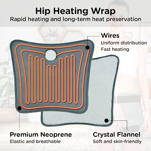 Comfytemp Hip Heating Pad for Hip/Sciatica Pain Relief - FSA HSA Eligible Hip Support Brace, Lower Back/Thigh/Buttock Electric Heat Pad, Birthday Gift for Mom/Wife, Hot Physical Therapy (Gray, S/M)