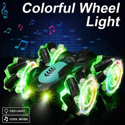 Zokugar Gesture Sensing RC Stunt Car, 360 Spins Double Sided Hand Controlled Glove RC Car with Lights Music, Birthday Gifts for Boys Age 6-12
