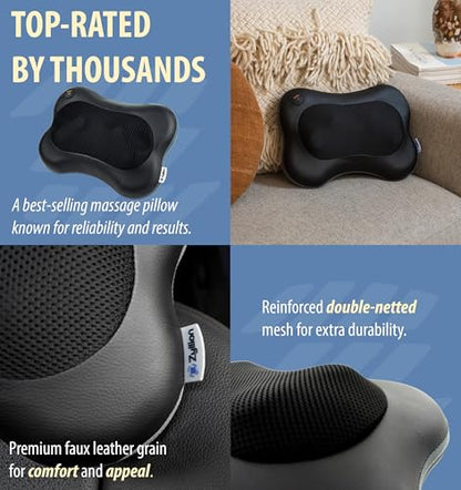 Zyllion ZMA-13 Back and Neck Massager with Heat for Pain Relief, Black