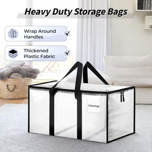 ukeetap 8 Pack Extra Large Clothes Storage Bins with Lids, Clear