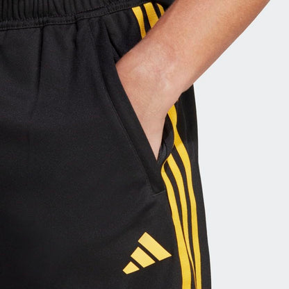 adidas Men's Standard Essentials Pique 3-Stripes Training Shorts, Black/Bold Gold, Medium