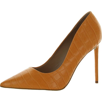 Steve Madden Vala Orange Croco Magazine Pointed Toe Stiletto Heel Dress Pumps (Orange Croco, 6)