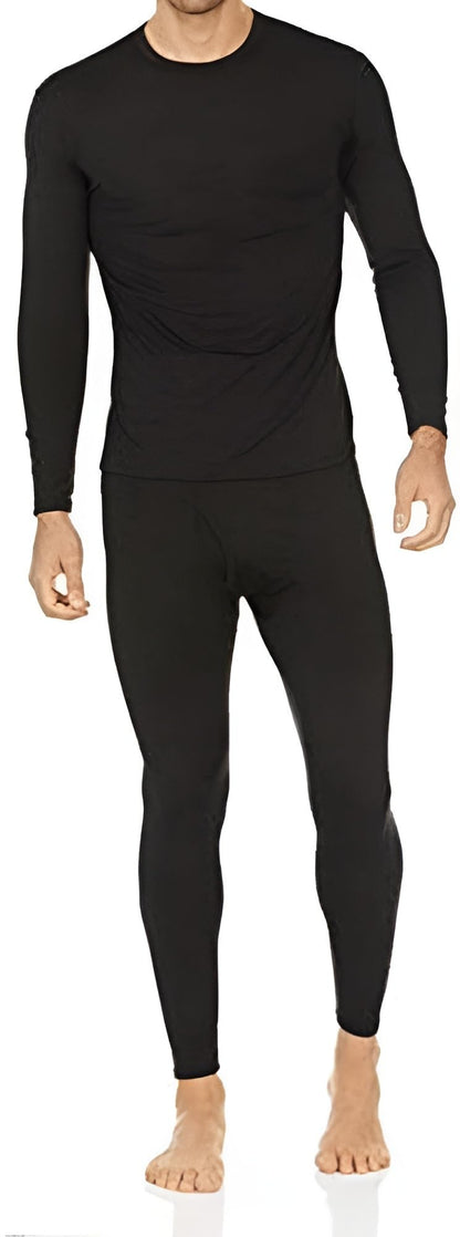 Thermajohn Long Johns Thermal Underwear for Men Fleece Lined Base Layer Set for Cold Weather (Large, Black)