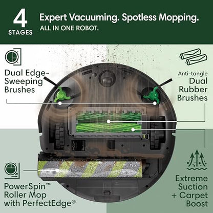 iRobot Roomba Max 705 Combo Robot Vacuum & Mop + AutoWash Dock – Extending Self-Cleaning Roller Mop, Retractable Mop Cover, Dual Brushes, Self-Empties, Heat-Washes & Dries, Avoids Obstacles, LiDAR