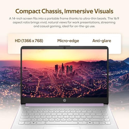 HP Stream 14" HD Student&Business Laptop with AI Copilot, Intel Processor N150, 4GB RAM, 1.12TB Storage (128GB UFS + 1TB Docking Station), 1 Year Office 365, 720p Webcam, Win 11, Lavender Purple