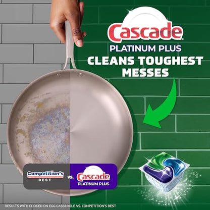 Cascade Platinum Plus Dishwasher Pods, Dish Detergent ActionPacs, Clean Lemon, 52 Count