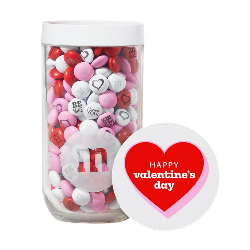 M&M’S Valentine's Day Gift Jar, Unique Valentine Gift filled with Pre-Designed M&M’S Candies