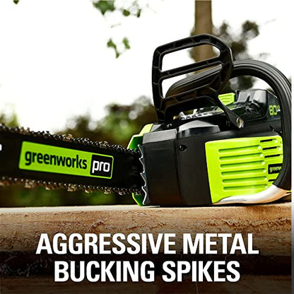 Greenworks 80V 18" Brushless Cordless Chainsaw (Great for Tree Felling, Limbing, Pruning, and Firewood) / 75+ Compatible Tools), Tool Only - Battery & Charger Not Included