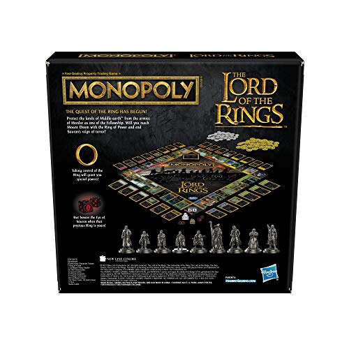 Hasbro Gaming Monopoly: The Lord of The Rings Edition Board Game Inspired by The Movie Trilogy, Play as a Member of The Fellowship, for Kids Ages 8 and Up (Amazon Exclusive)