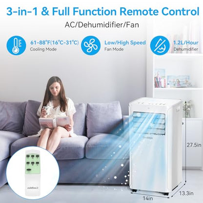 Coolblus portable air conditioner,12000 BTU portable ac unit up to 550 Sq,3 IN 1 with Remote Control,White