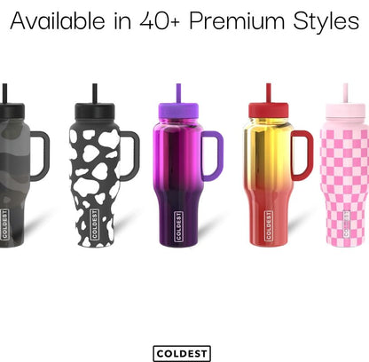 Coldest 40 oz Tumbler with Handle and Straw, 100% Leak Proof Insulated Tumbler with Lid and Straw (3 Lids), Stainless Steel Tumblers for Women & Men, Cup Holder Friendly, 36 oz (Camouflage Flag)