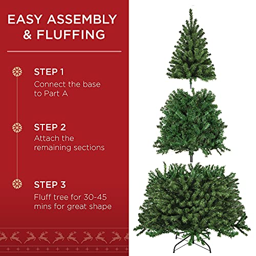 Best Choice Products 6ft Pre-Lit Spruce Artificial Holiday Christmas Tree for Home, Office, Party Decoration w/ 250 Incandescent Lights, 798 Branch Tips, Easy Assembly, Metal Hinges & Foldable Base