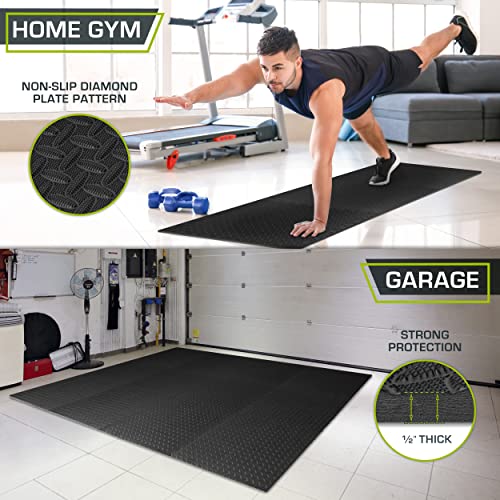 ProsourceFit Puzzle Exercise Mat ½ in, EVA Interlocking Foam Floor Tiles for Home Gym, Mat for Home Workout Equipment, Floor Padding for Kids, Black, 24 in x 24 in x ½ in, 48 Sq Ft - 12 Tiles