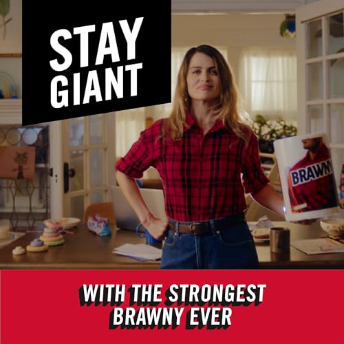 Brawny Tear-A-Square Paper Towels, 12 Double Rolls = 24 Regular Rolls, 3 Sheet Sizes (Quarter, Half, Full), Strength for All Messes, Cleanups, and Meal Prep