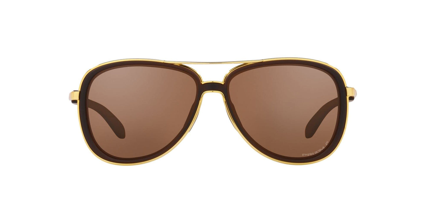 Oakley Women's OO4129 Split Time Aviator Sunglasses, Matte Rootbeer/Prizm Tungsten Polarized, 58 mm