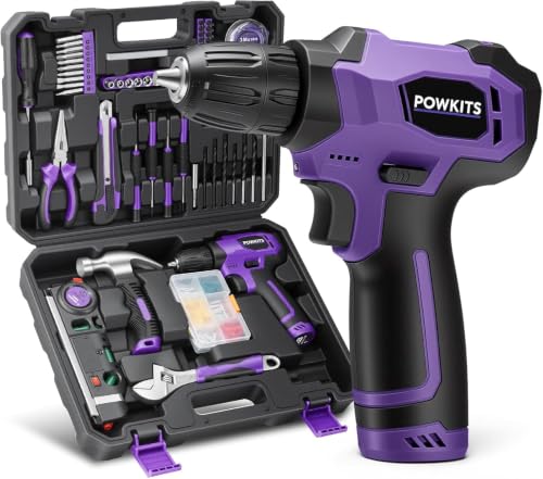 8V Purple Cordless Drill Set for Women, Starter Tool Kit with Drill