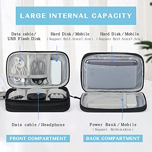 FYY Travel Cable Organizer Pouch Electronic Accessories Carry Case Portable Waterproof Double Layers All-in-One Storage Bag for Cord, Charger, Phone, Earphone Black