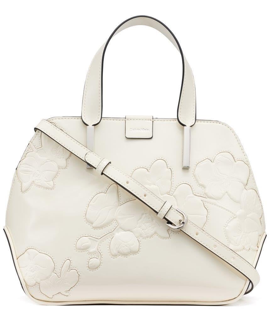 Calvin Klein Audrey Triple Compartment Satchel, Cherub White Floral, One Size