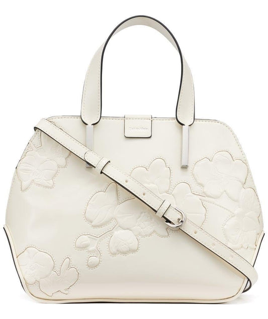 Calvin Klein Audrey Triple Compartment Satchel, Cherub White Floral, One Size