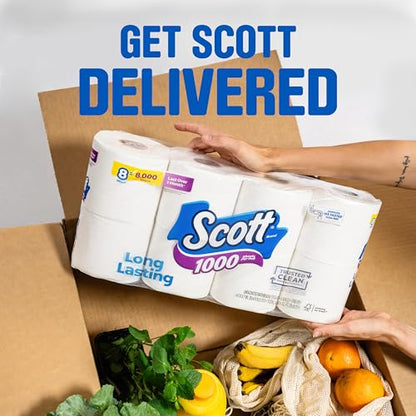 Scott 1000 Trusted Clean Toilet Paper, 32 Rolls, Septic-Safe, 1-Ply Toilet Tissue