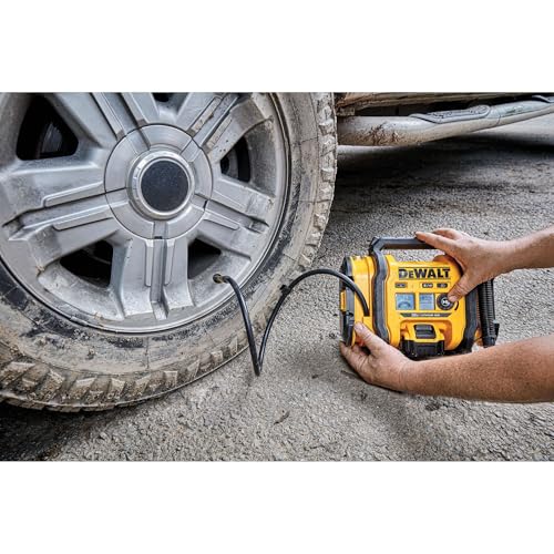 DEWALT Tire Inflator Portable Air Compressor 20V MAX, Car Air Pump with Automatic Shut Off, LED Light, Tool Only (DCC020IB)