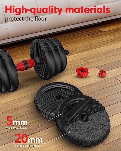 UNNMIIY Adjustable Dumbbells, 10/20/30/45/70/90lbs Free Weight Set with Connector, 4 in1 Dumbbells Set Used as Barbell, Kettlebells, Push up Stand, Fitness Exercises for Home Gym Suitable Men/Women