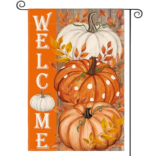 AVOIN colorlife Pumpkin Fall Garden Flag 12x18 Inch Double Sided Outside