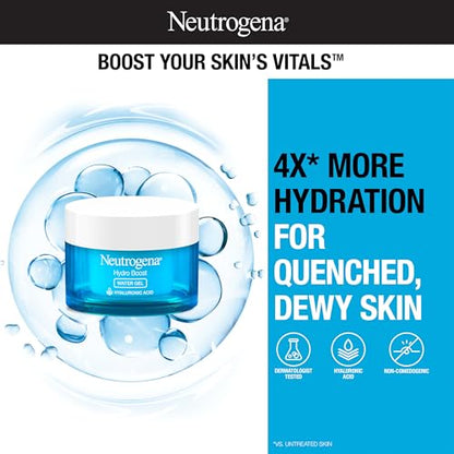 Neutrogena Hydro Boost Face Moisturizer with Hyaluronic Acid for Dry Skin, Oil-Free and Non-Comedogenic Water Gel Face Lotion, 1.7 oz