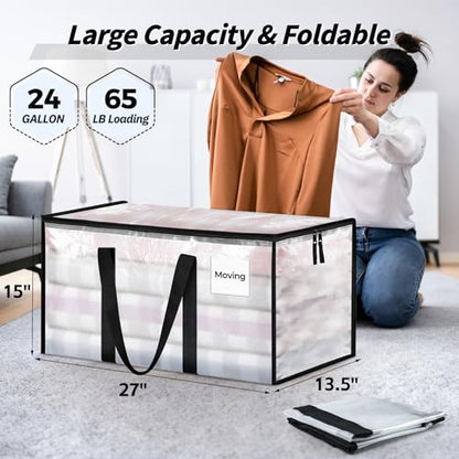 ukeetap 8 Pack Extra Large Clothes Storage Bins with Lids, Clear