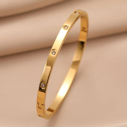 Gold Friendship Love Bangle Bracelets for Women, Cubic Zirconia Stainless Steel Jewelry, Birthday Gifts and Stocking Stuffers