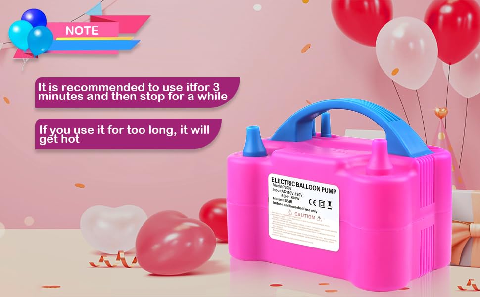 Balloon Pump Electric, 110V 600W Balloon Blower Inflator Dual Nozzle Air Pump Balloons Inflator for Decoration, Party, Sport,Gifts:2 Balloon Tying Tools
