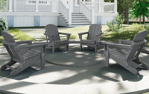 SERWALL Adirondack Chair for Patio Garden Outdoors Fire Pit- (Folding Gray)